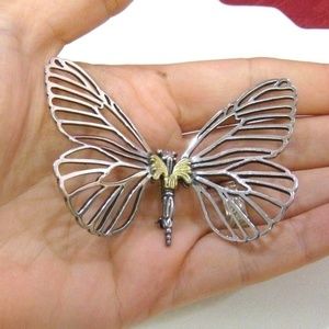 LAGOS 925 SILVER 750 18K GOLD CAVIAR BUTTERFLY PIN